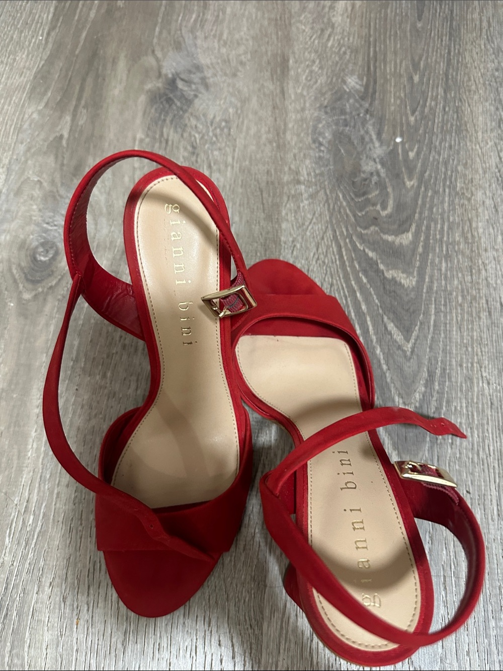 Gianni Bini Vibrant Red Open-Toe Slingback Heels